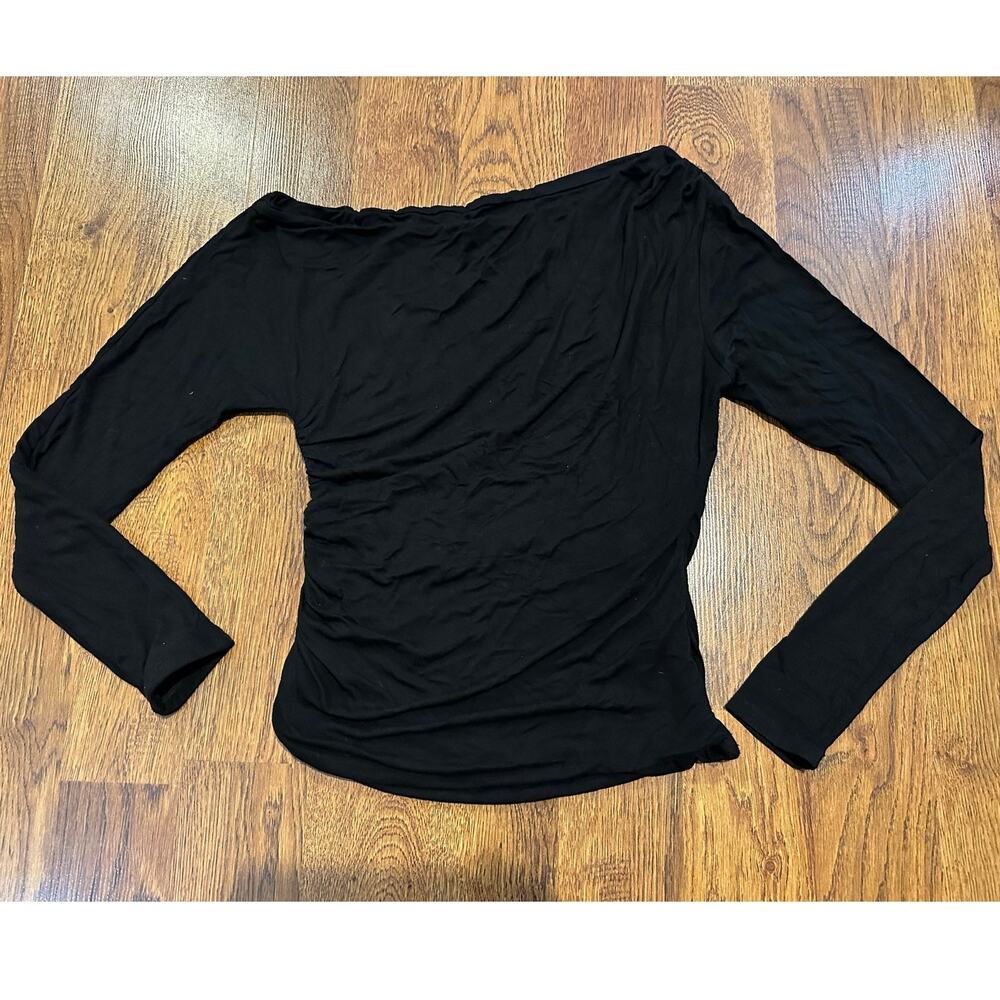 Naked Wardrobe Rock the Boatneck Top Women’s Large Black Long Sleeve Minimalist